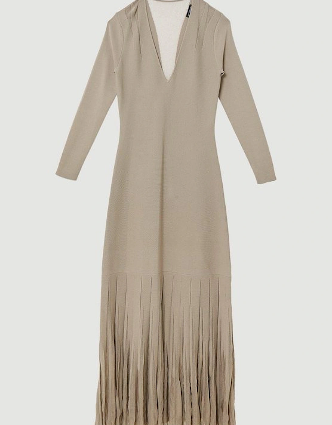Long Sleeve Sheer Skirt Maxi Knit Dress