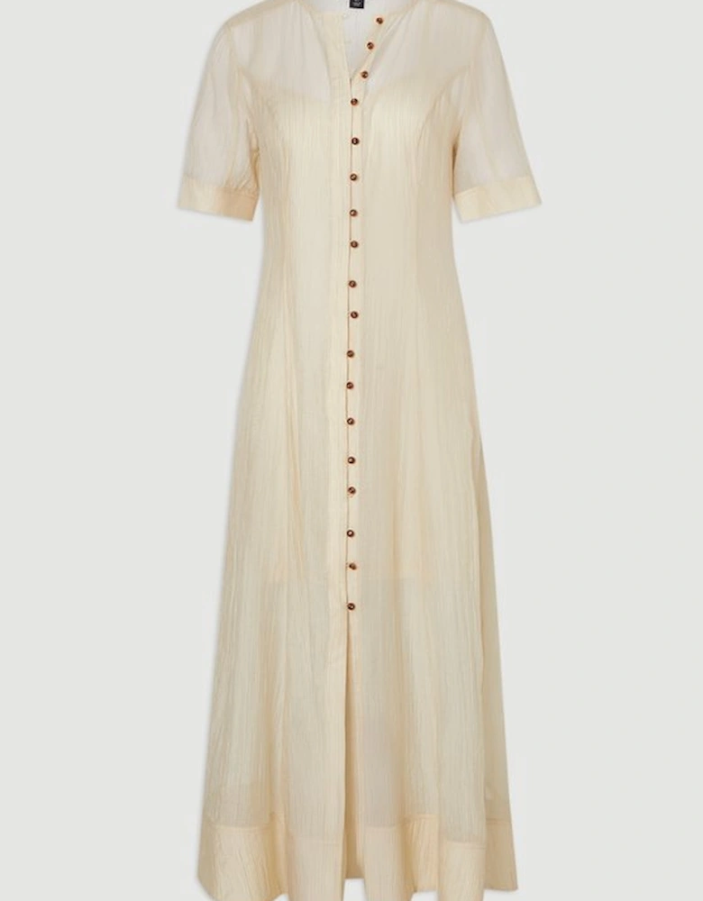 Crinkle Georgette Button Detail Woven Maxi Dress