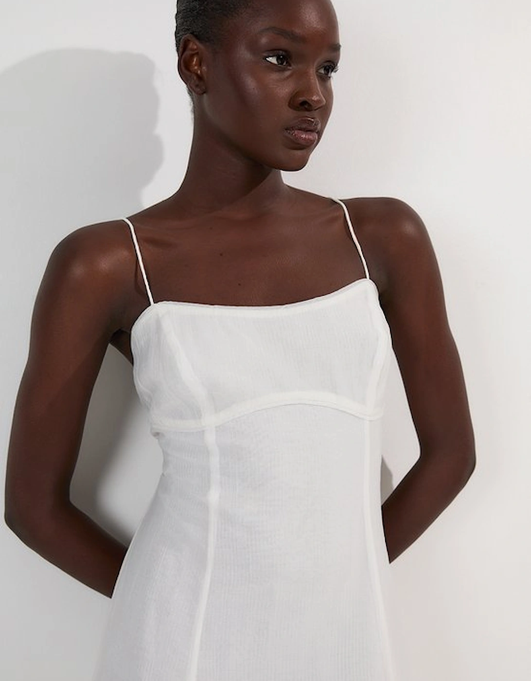 Crinkle Voile Strappy Woven Midi Dress