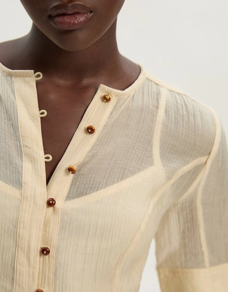 Crinkle Georgette Button Detail Woven Maxi Dress