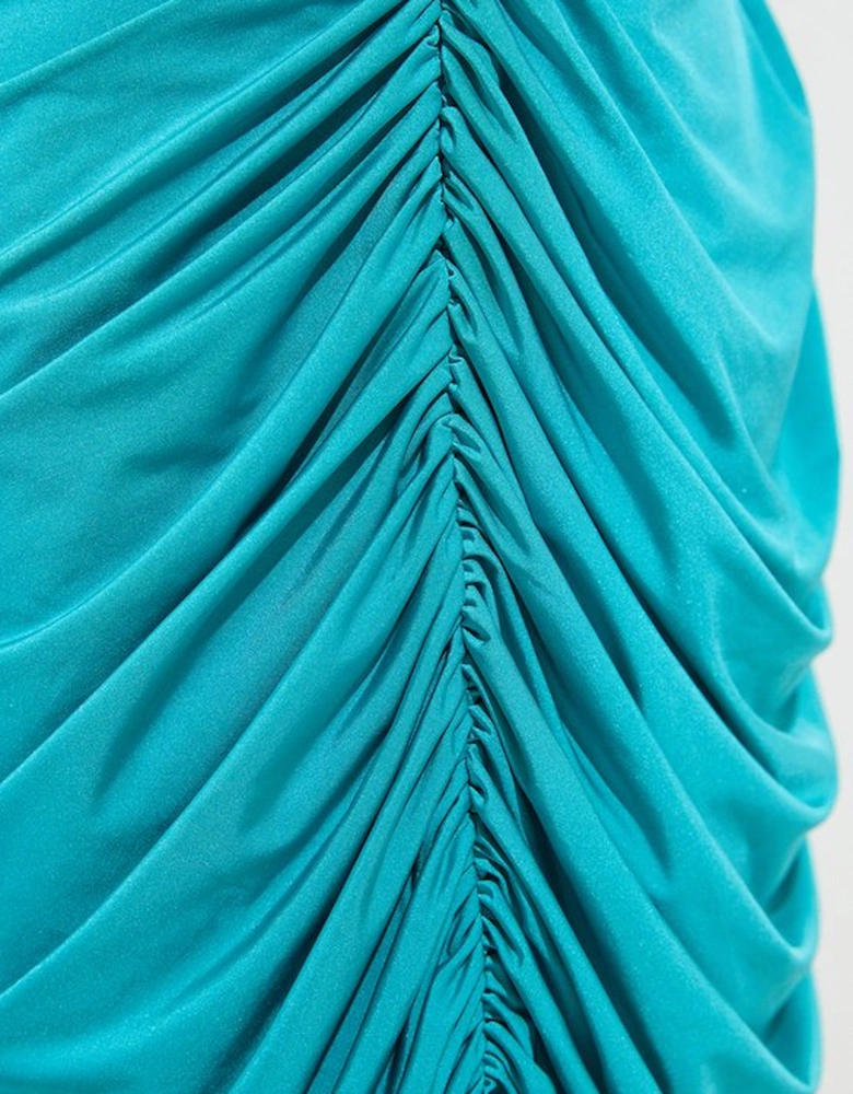 Plus Size Jersey Crepe Ruched Long Sleeve Maxi Dress