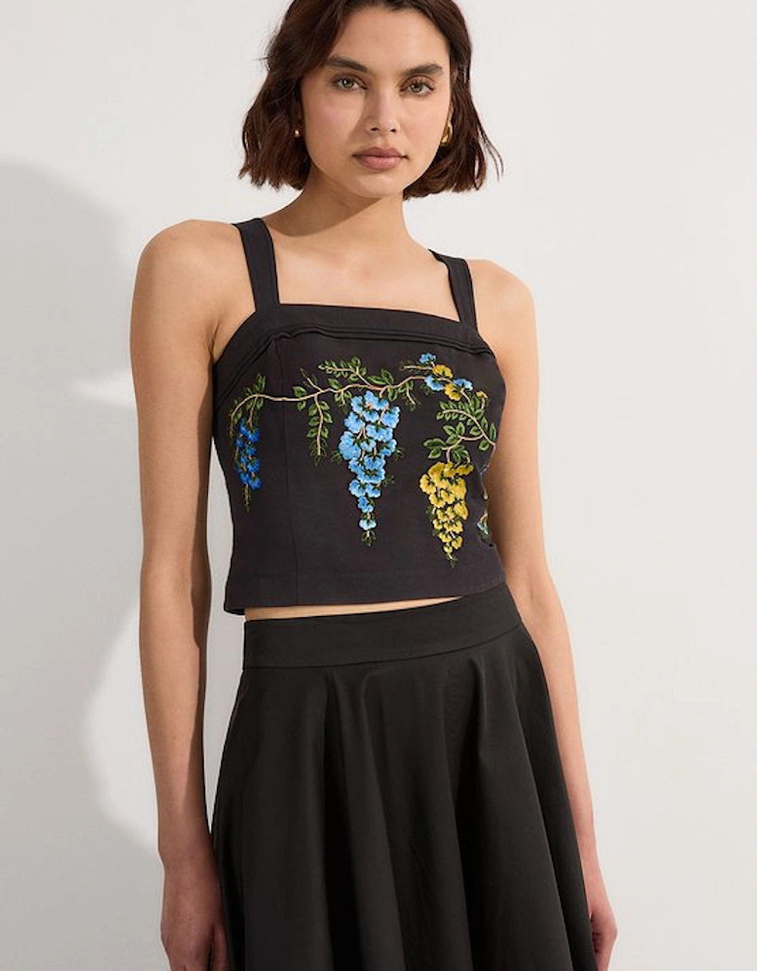 Floral Embroidered Woven Strappy Top, 5 of 4