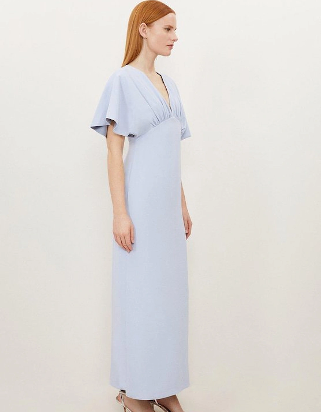Fluid Tailored Waterfall Sleeve Maxi Dress