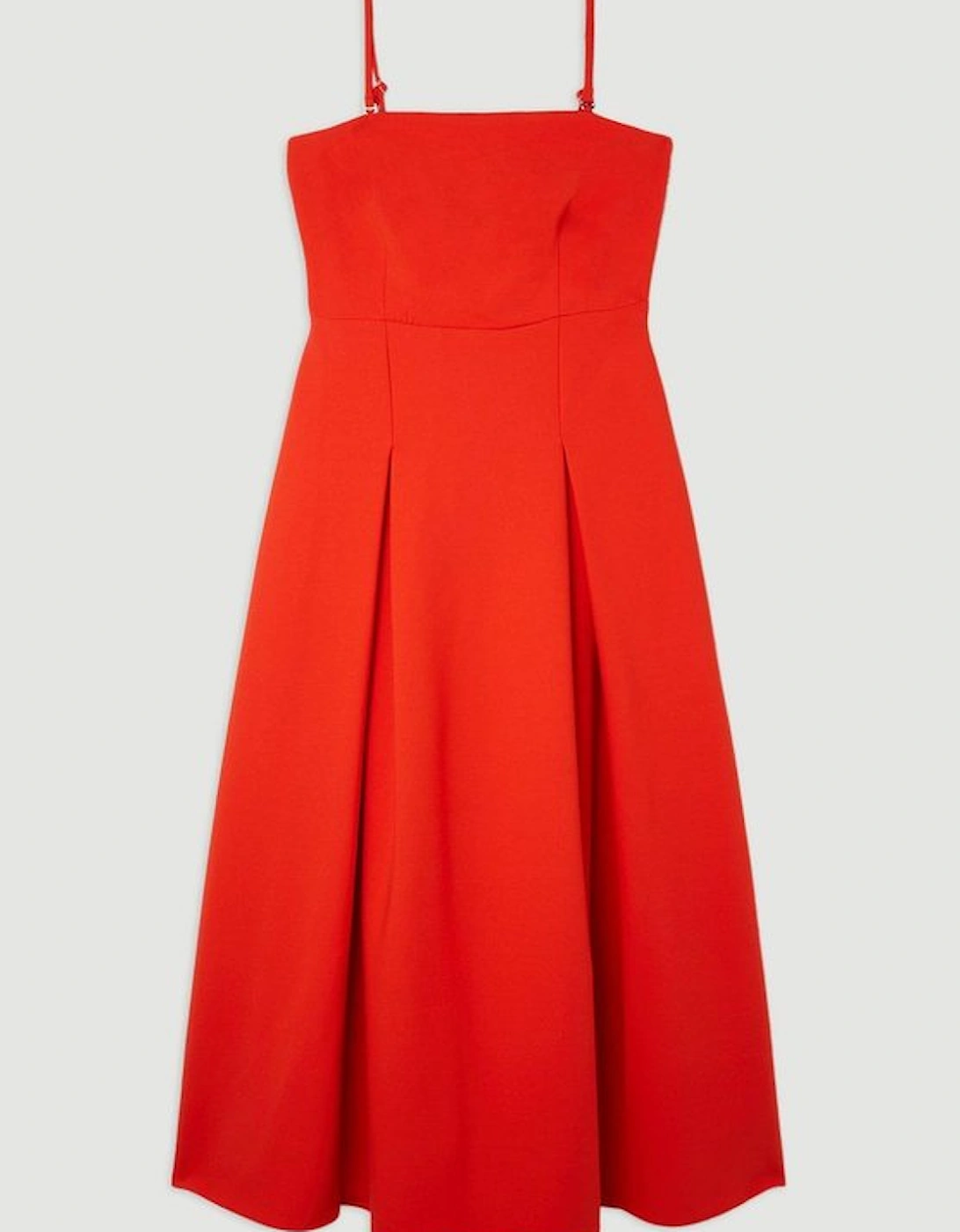 Compact Stretch Tailored Bandeau Full Skirted Midi Dress