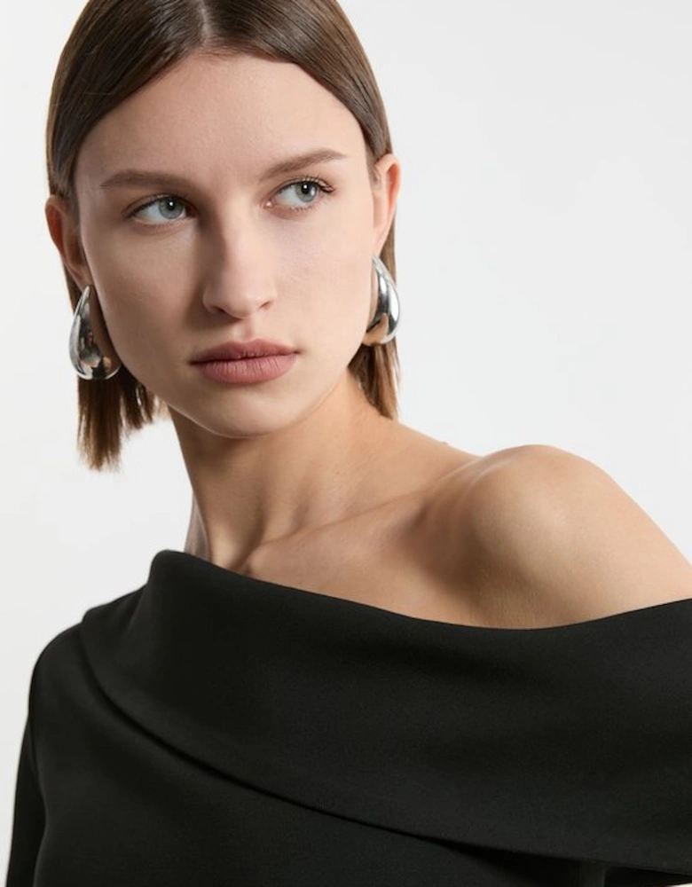 Compact Stretch Open Neck Tailored Midi Dress