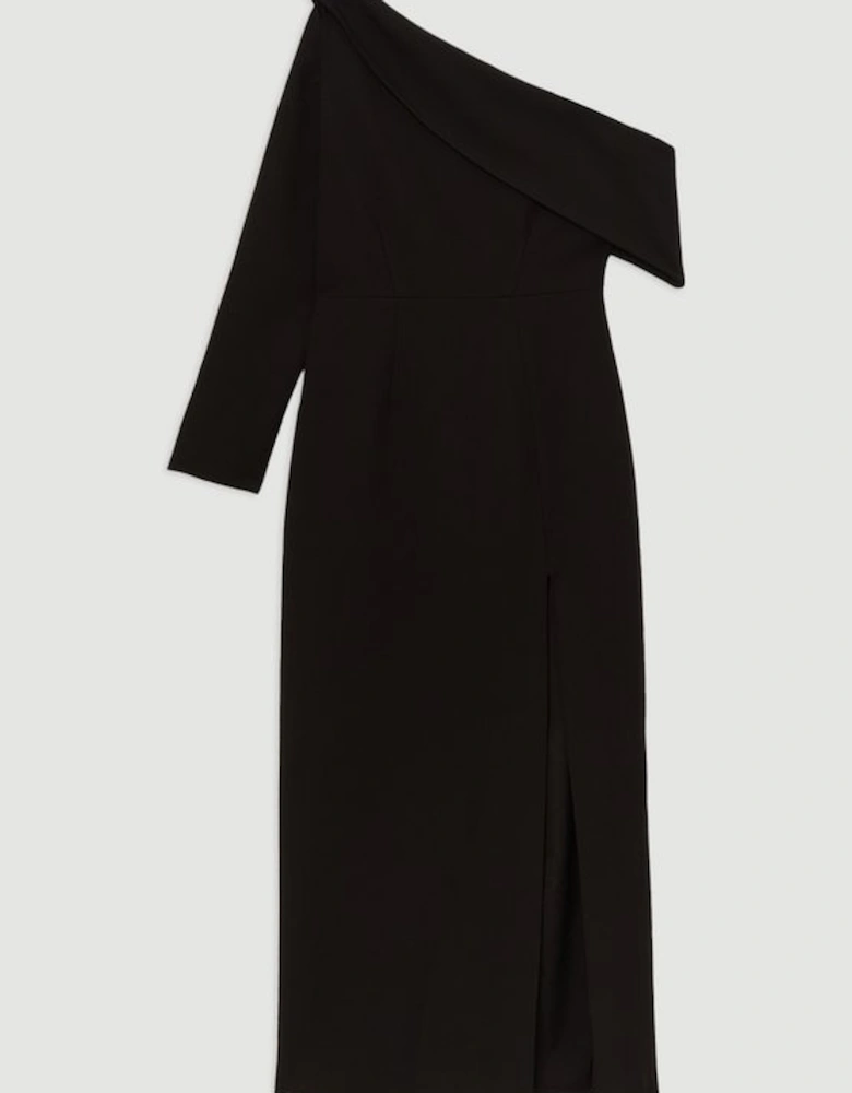 Compact Stretch Open Neck Tailored Midi Dress