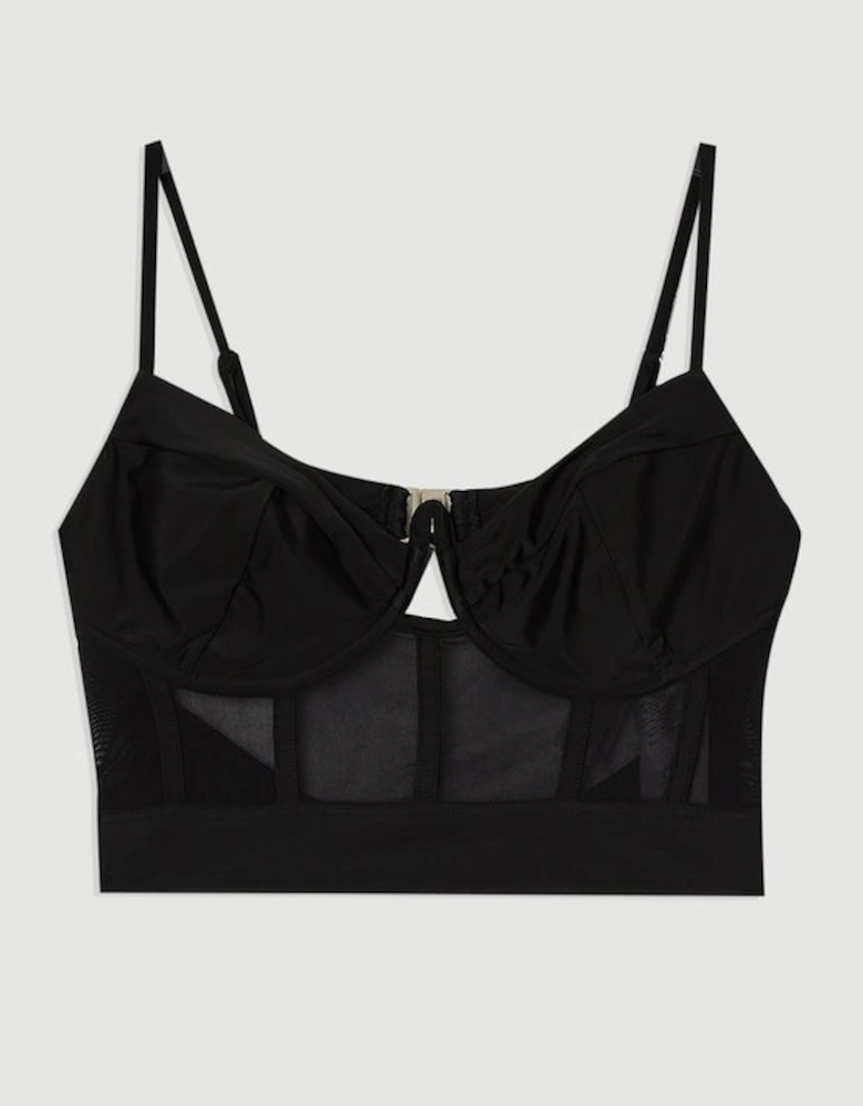 Panelled Mesh Cup Detail Bikini Top