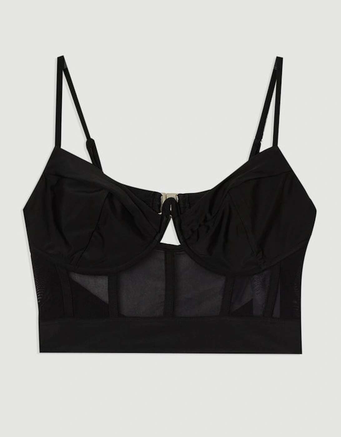 Panelled Mesh Cup Detail Bikini Top