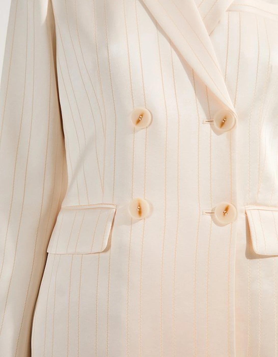 Petite Premium Satin Pinstripe Tuxedo Oversized Tailored Blazer