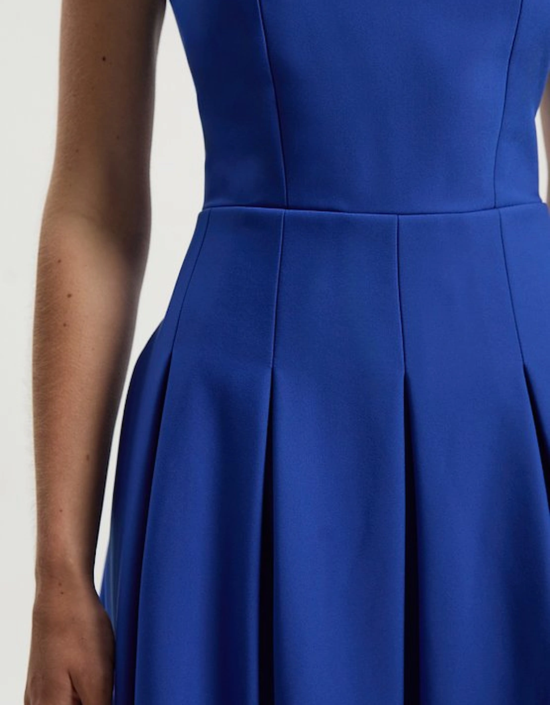 Petite Tailored Scuba Strappy Full Skirted Midi Dress