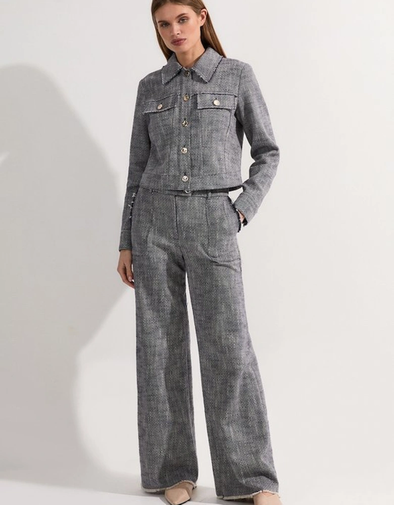 Tall Spring Tweed Tailored Straight Leg Trousers