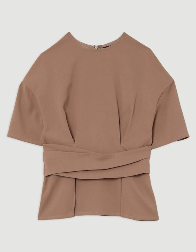Satin Back Crepe Wrap Top