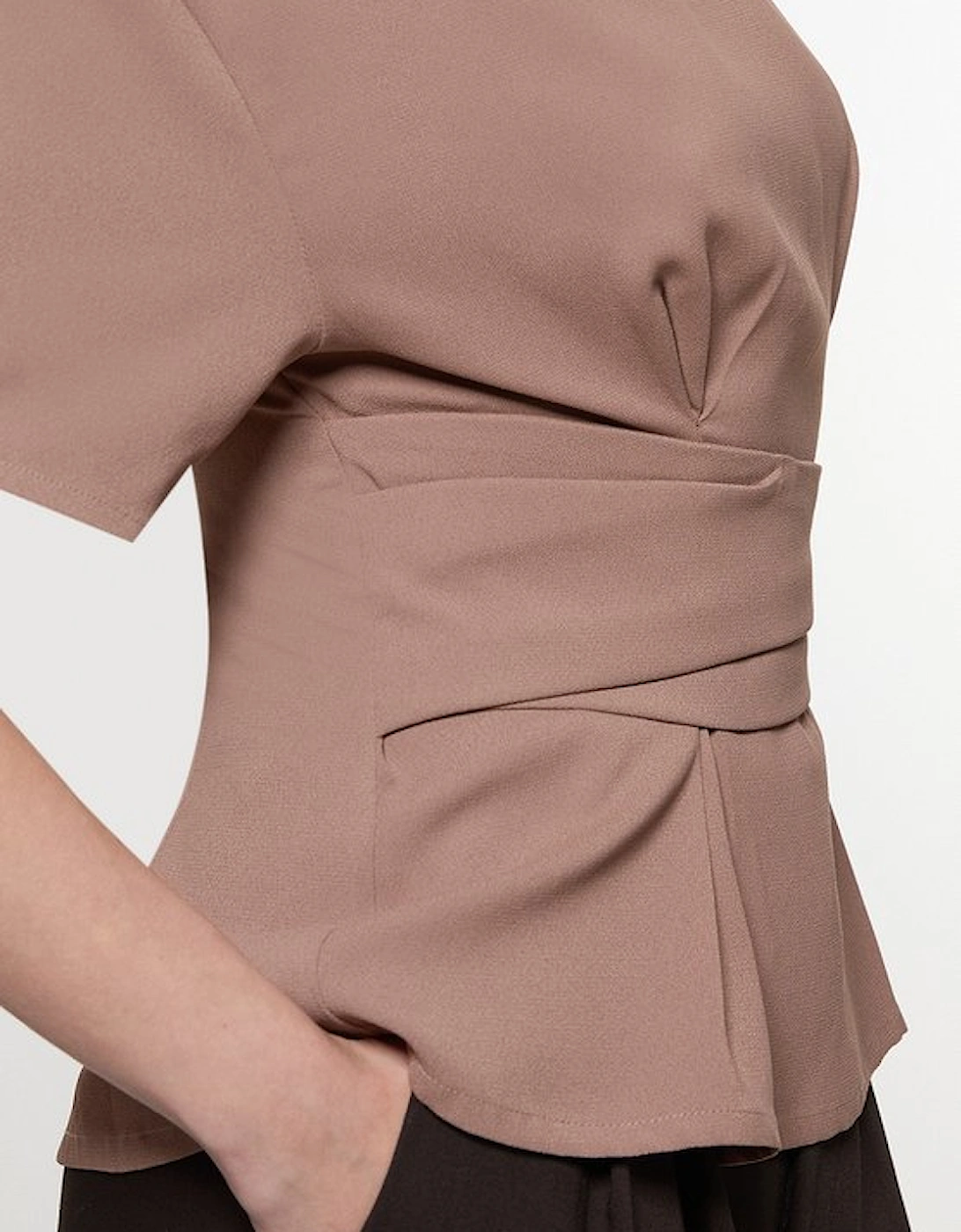Satin Back Crepe Wrap Top