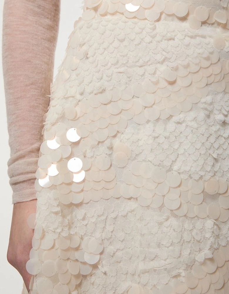 Textured Sequin Woven Midi Skirt