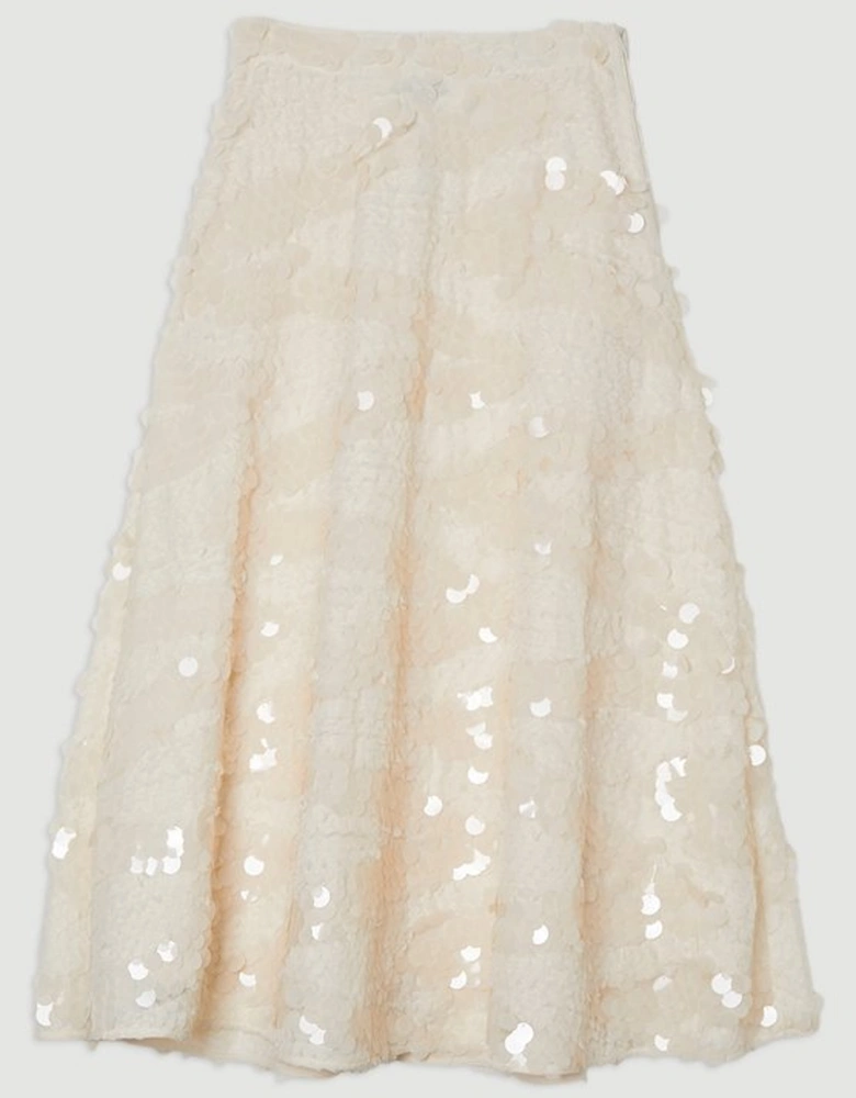 Textured Sequin Woven Midi Skirt