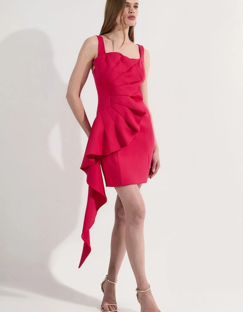 Scuba Drama Ruffle Woven Mini Dress
