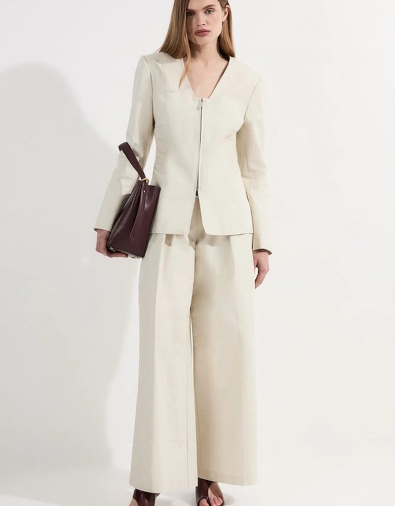 Archive Collection - Tailored Cotton Pintuck Grosgrain Zip Front Blazer