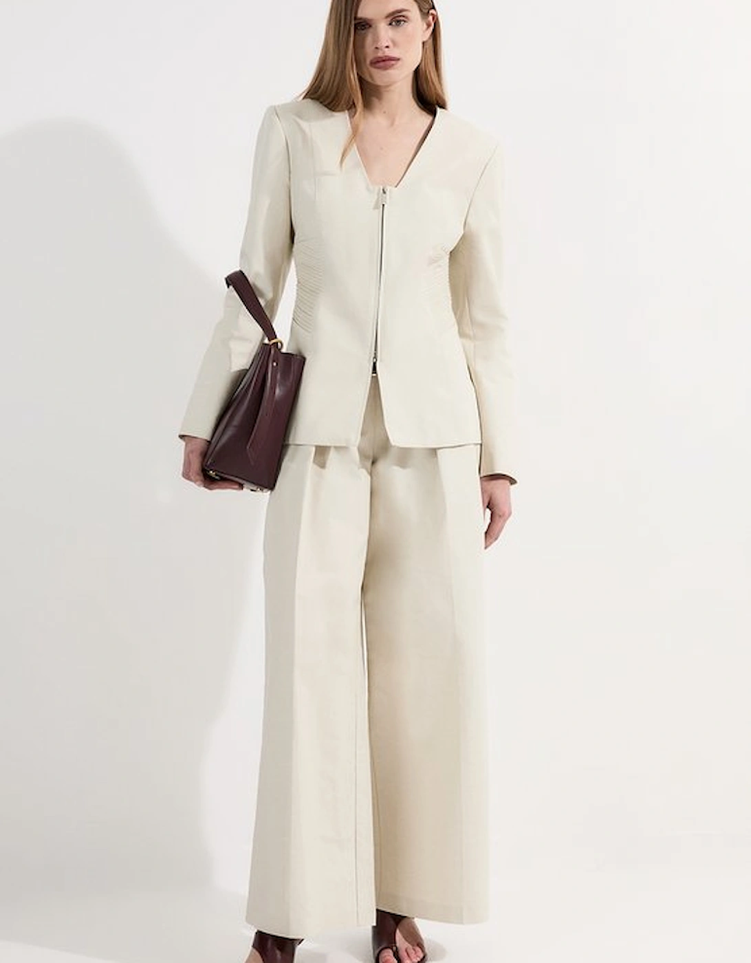 Archive Collection - Tailored Cotton Pintuck Grosgrain Zip Front Blazer