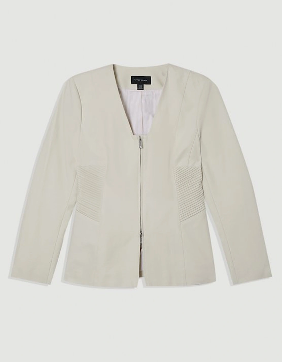 Archive Collection - Tailored Cotton Pintuck Grosgrain Zip Front Blazer