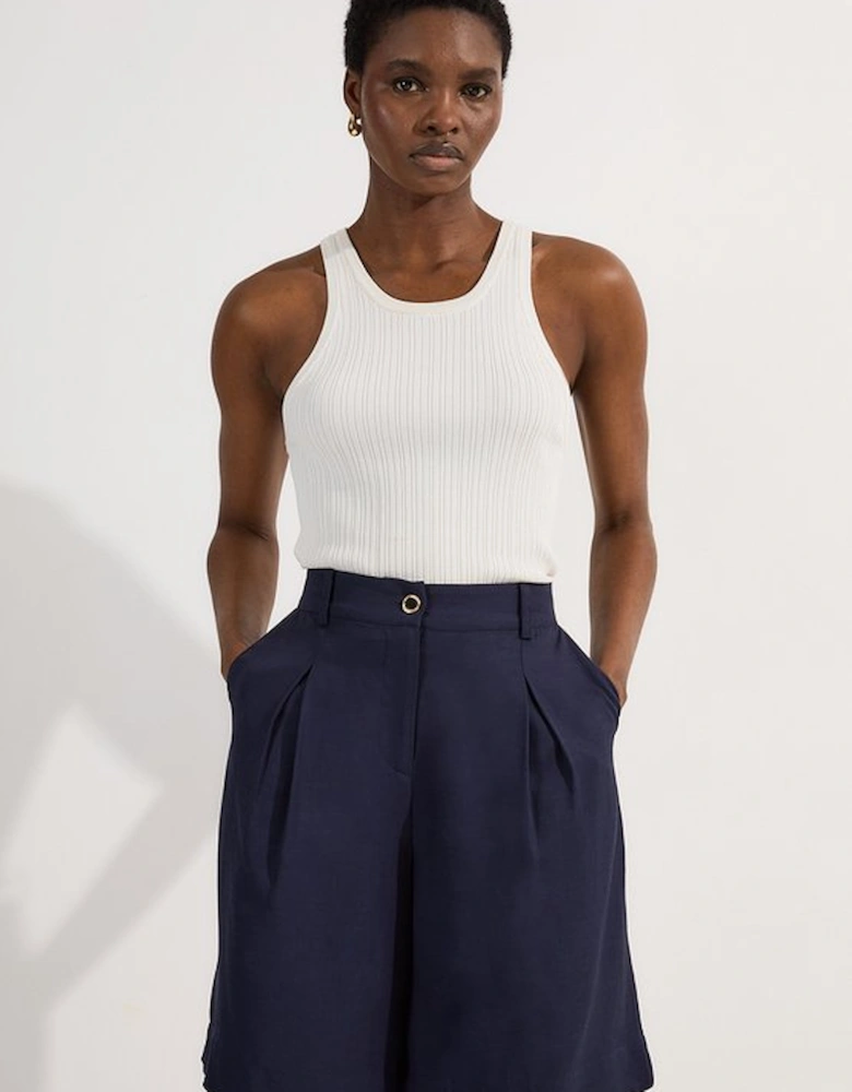 Premium Viscose Linen Belted Woven City Short