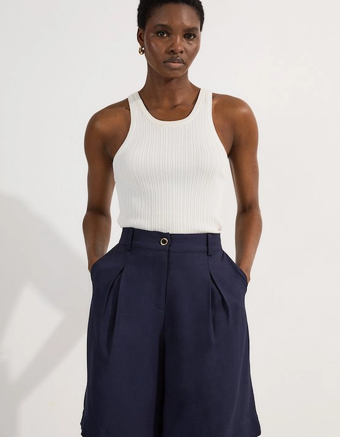 Premium Viscose Linen Belted Woven City Short