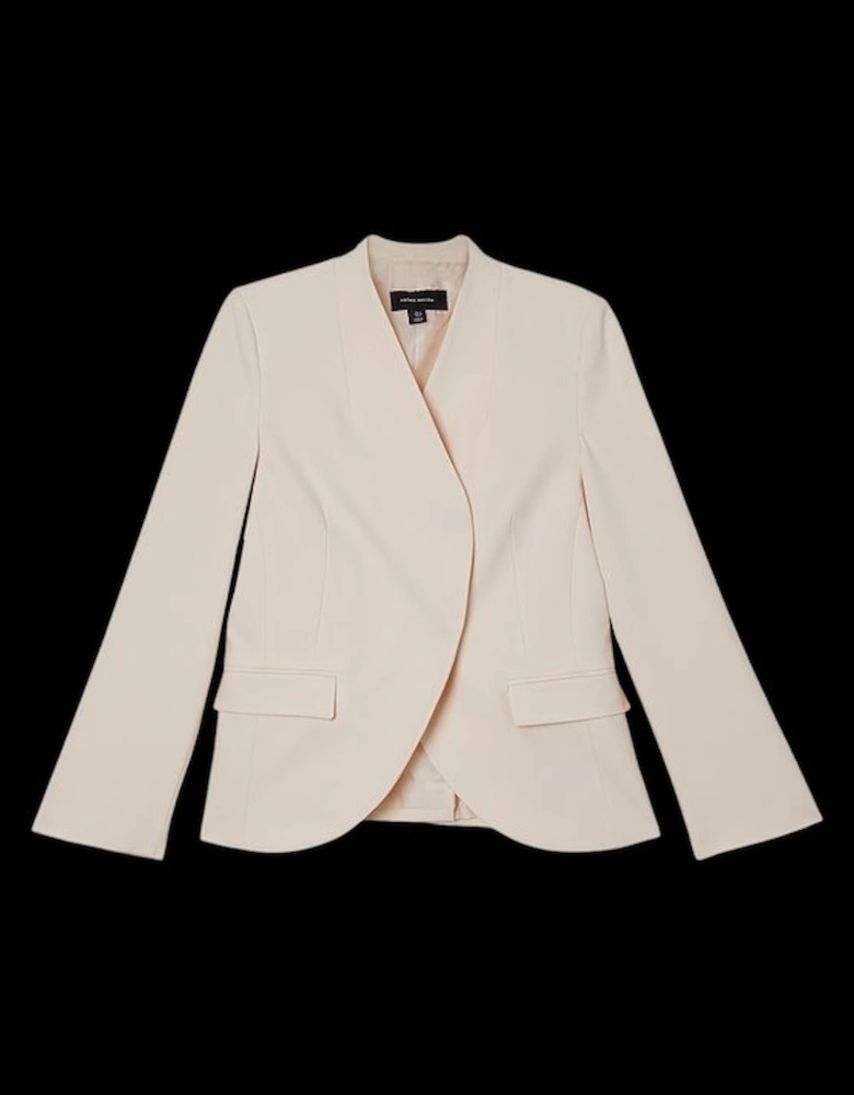 Compact Stretch Asymmetric Single Breasted Tailored Blazer