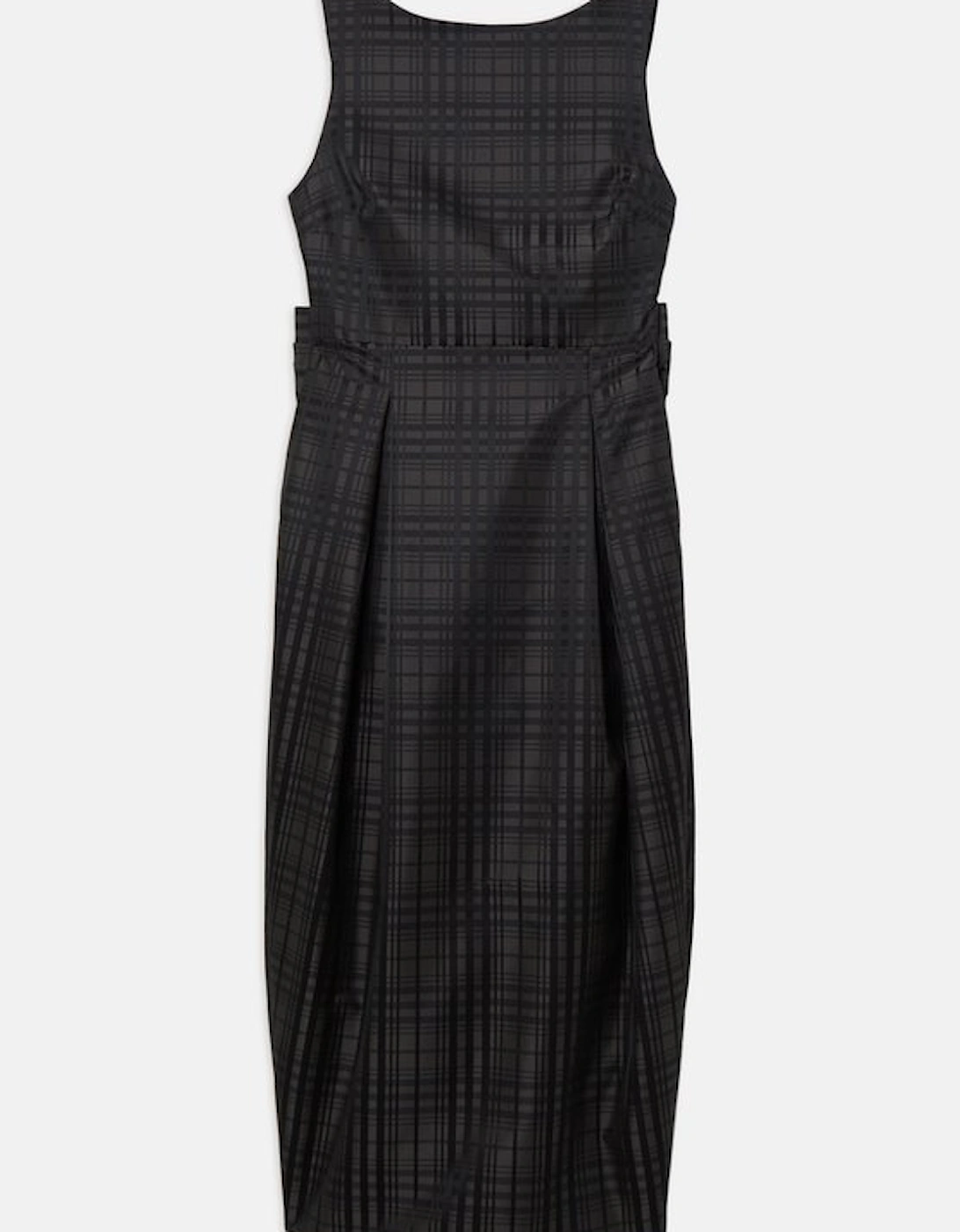Taffeta Check Bow Detail Tailored Maxi Dress