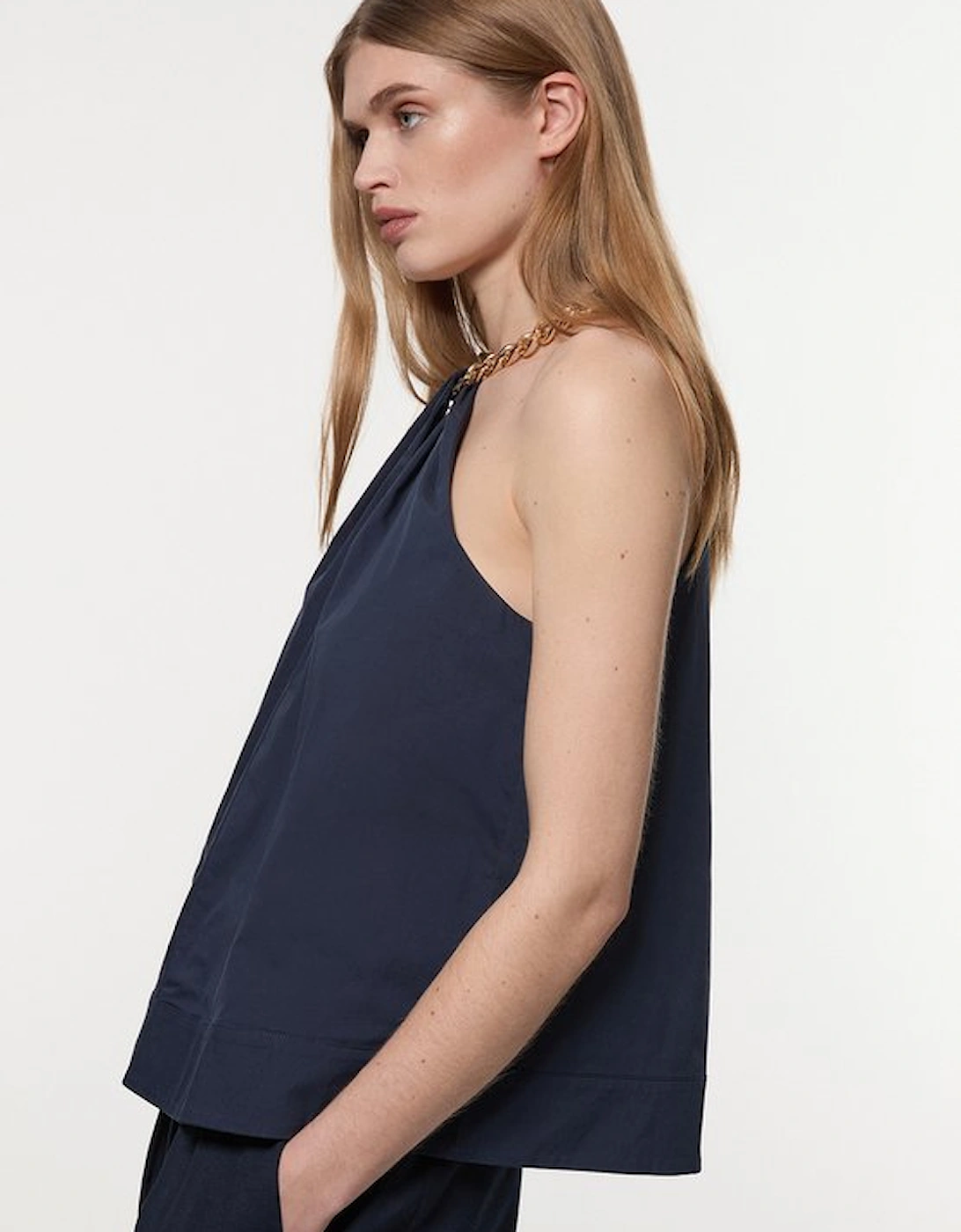 Tall Cotton Poplin Chain Halter Next Woven Shirt