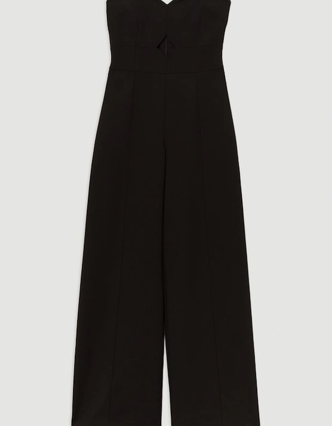 Compact Stretch Bandeau Tailored Wide Leg Jumpsuit