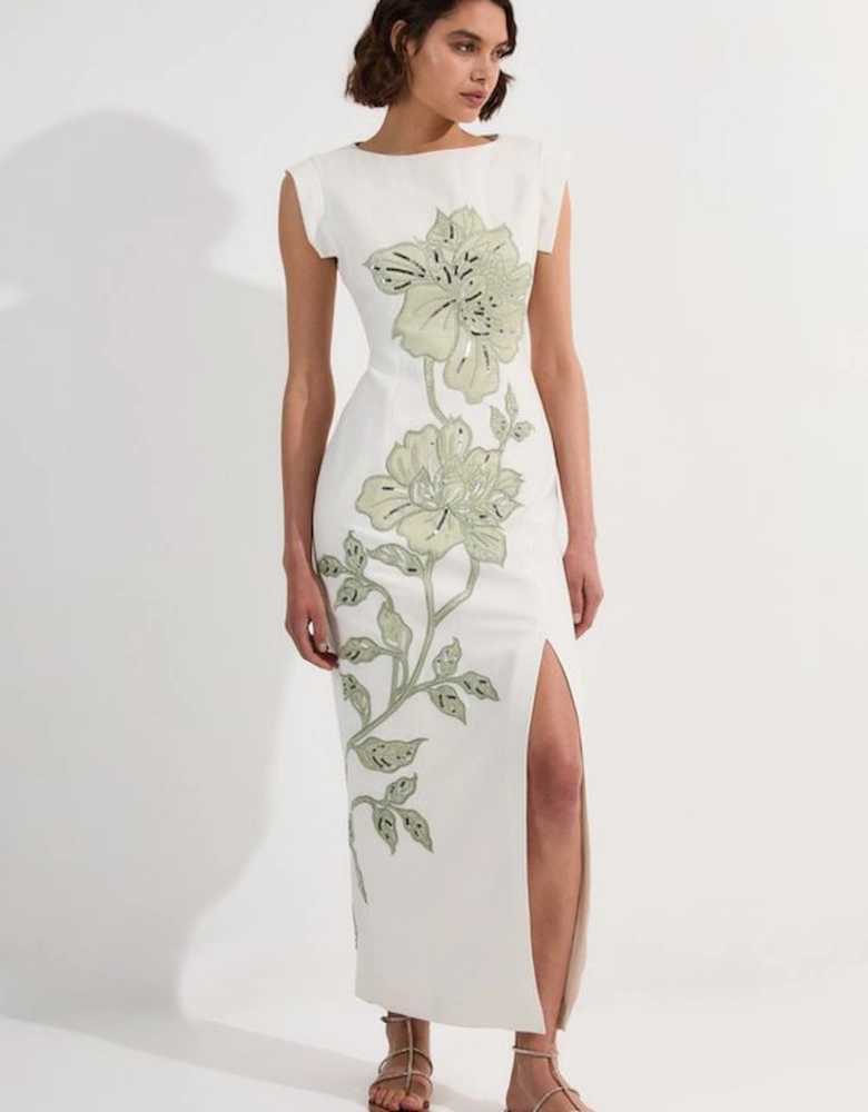 Premium Summer Embellished Applique Tailored Maxi Dress