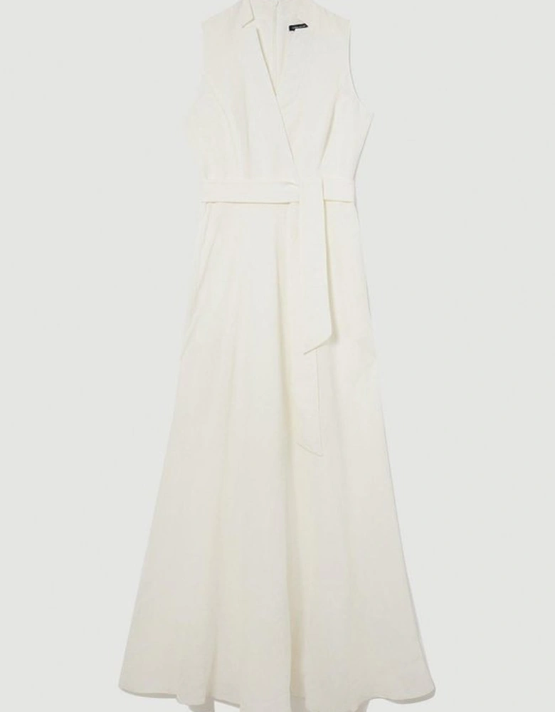 Lydia Millen Petite Linen Wrap Tie Waisted Maxi Dress