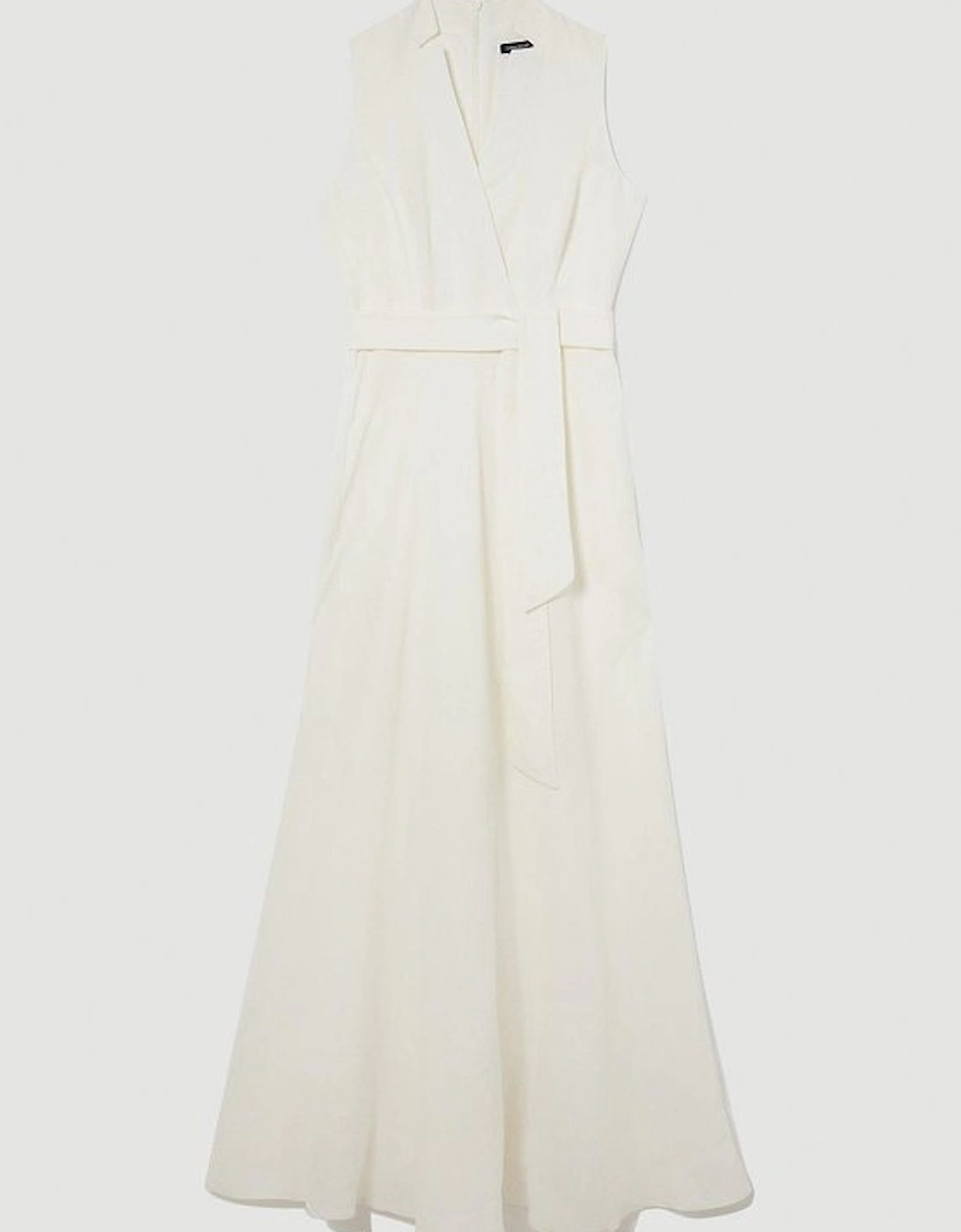 Lydia Millen Petite Linen Wrap Tie Waisted Maxi Dress