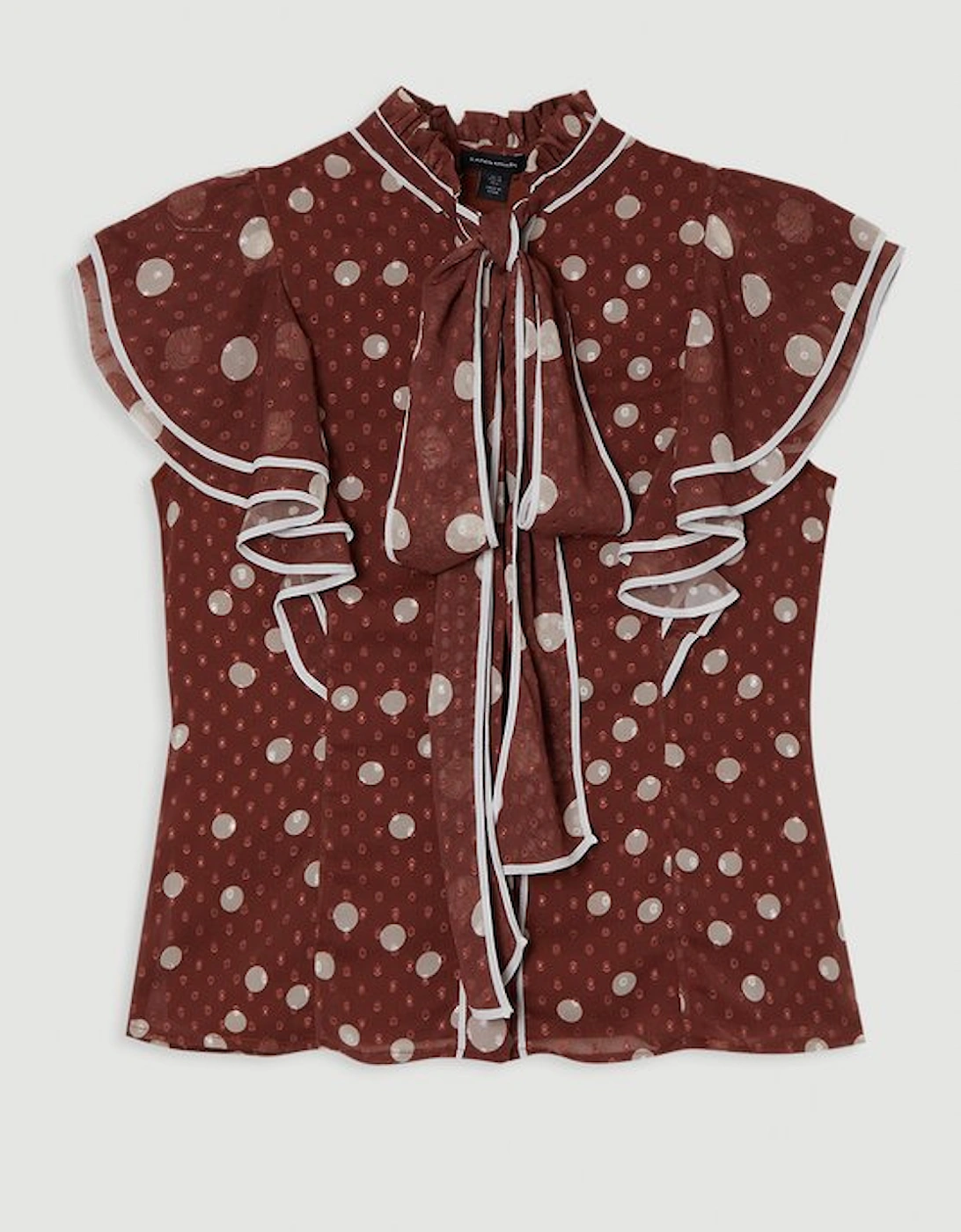 Mixed Dot Ruffle Georgette Blouse