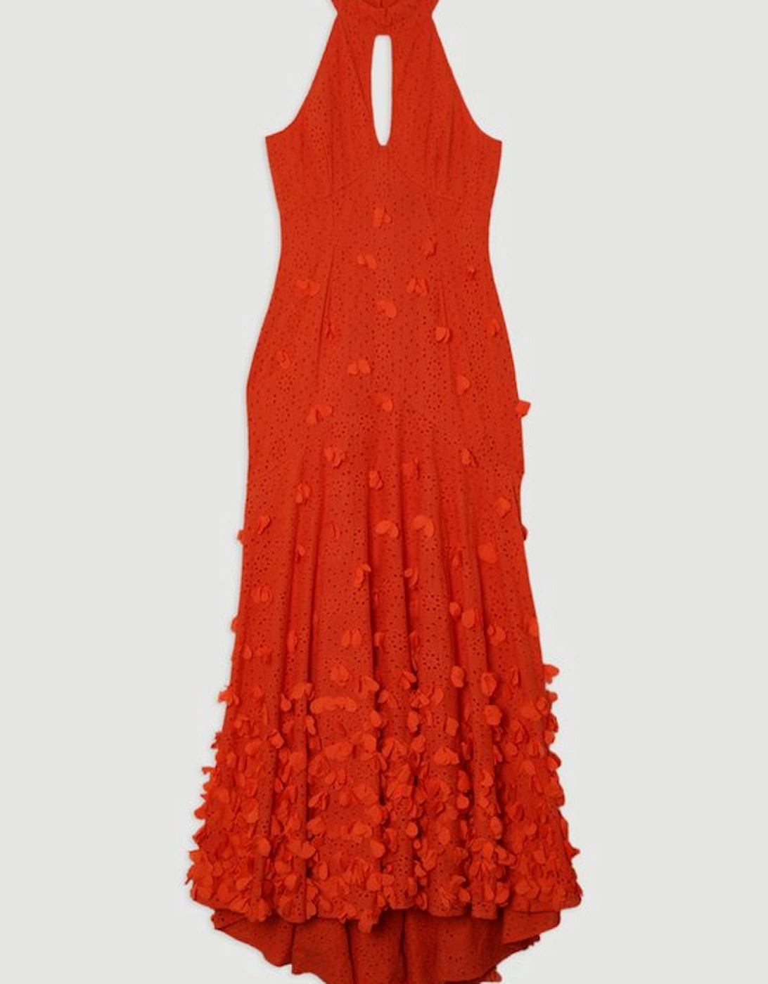 Petal Applique Embellished Broderie Rosette Maxi Dress