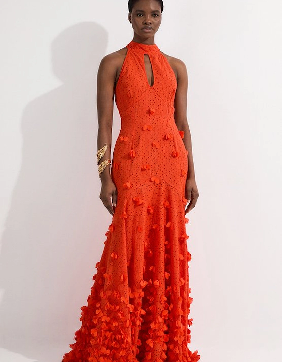 Petal Applique Embellished Broderie Rosette Maxi Dress, 5 of 4