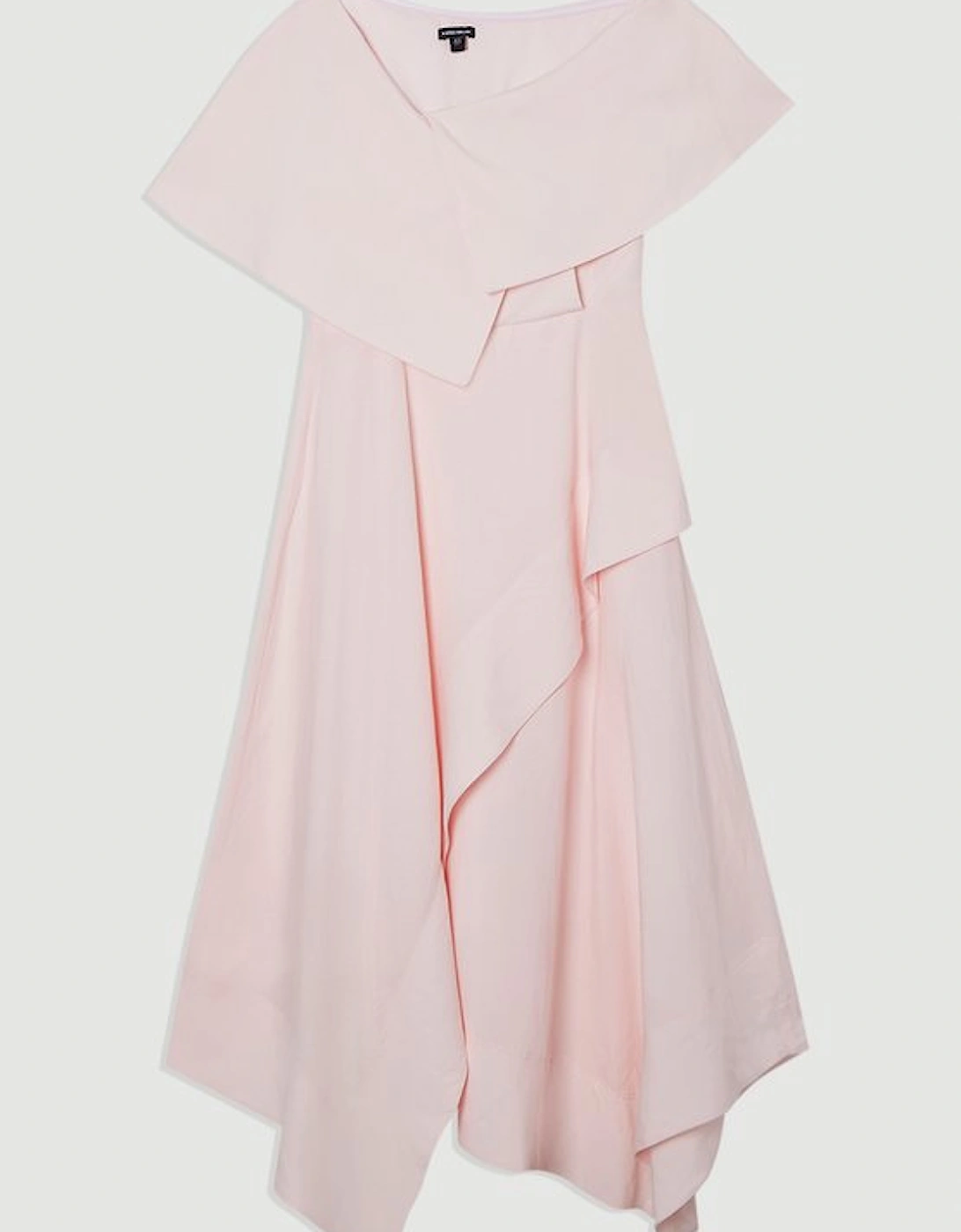 Premium Tailored Linen Asymmetric Shoulder Full Midi Dress