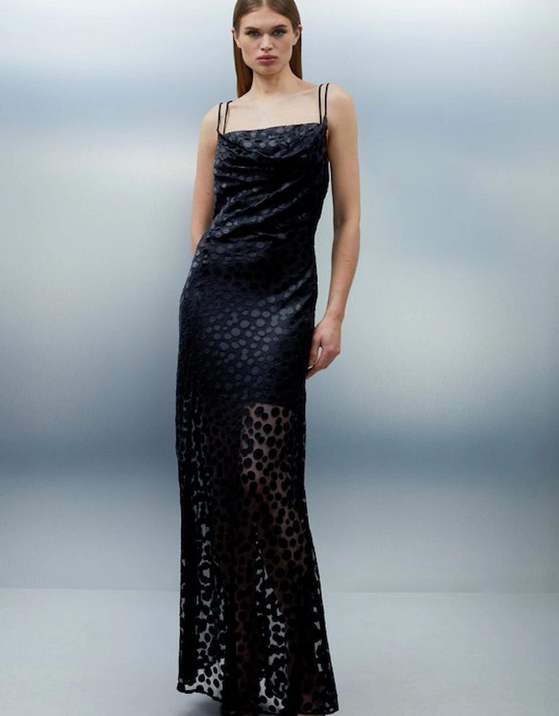 Polka Dot Devore Strappy Woven Maxi Dress, 5 of 4