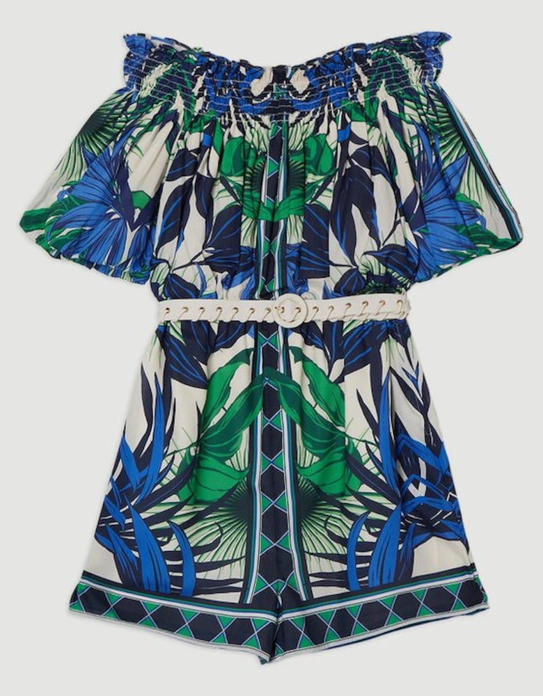 Voile Mirrored Floral Woven Bardot Playsuit
