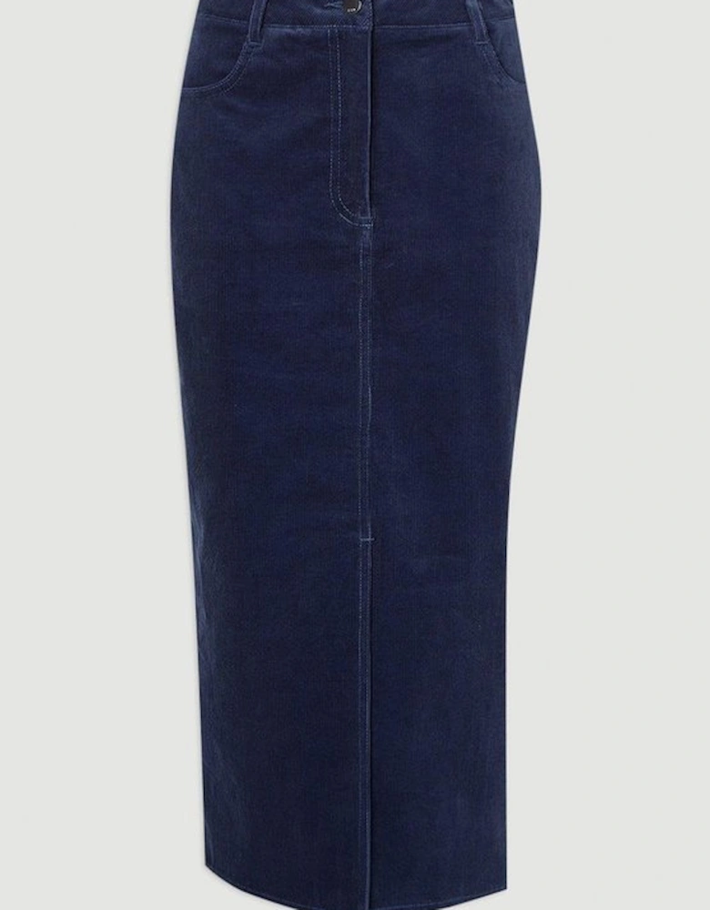 Stretch Cord Midi Pencil Skirt