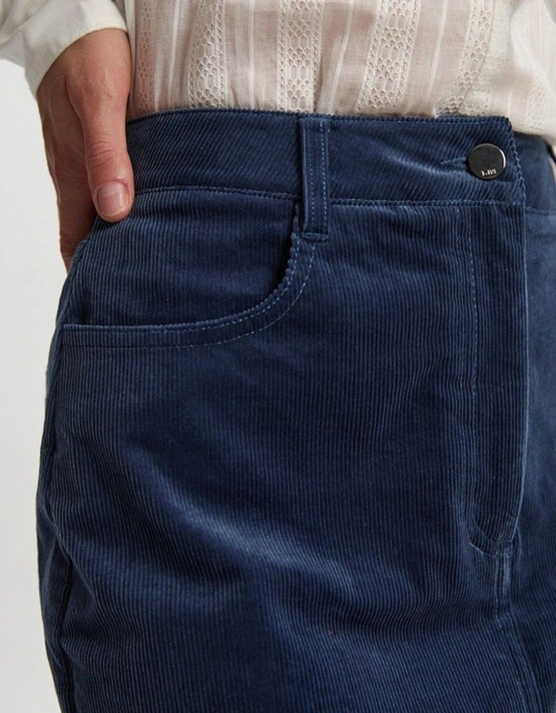 Stretch Cord Midi Pencil Skirt