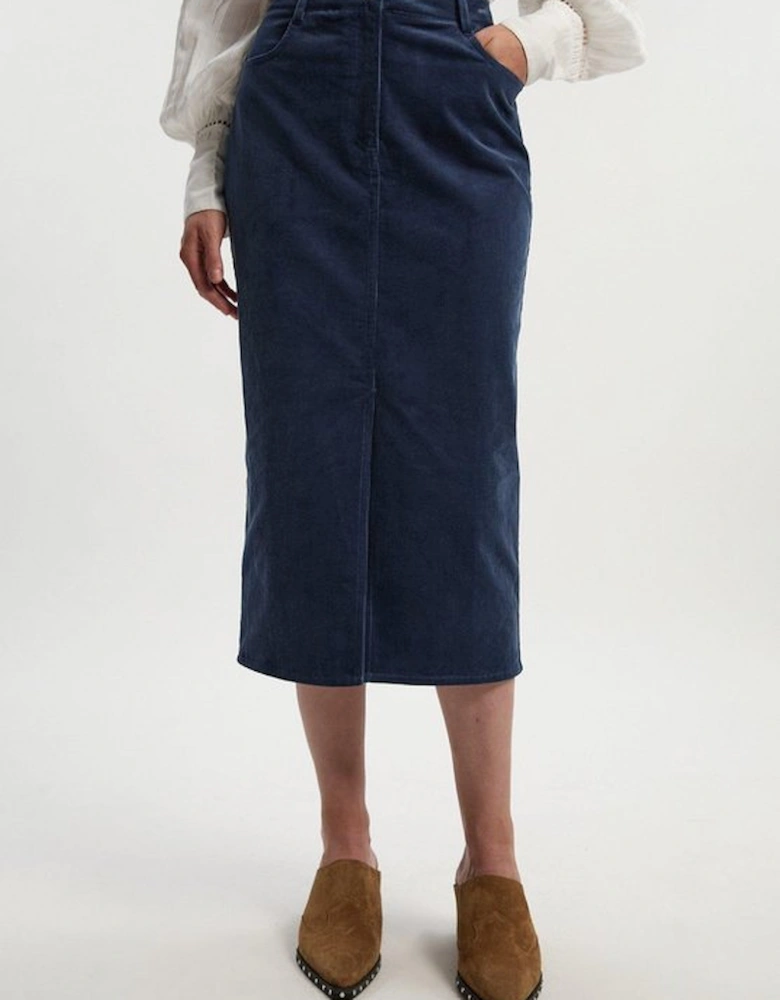 Stretch Cord Midi Pencil Skirt