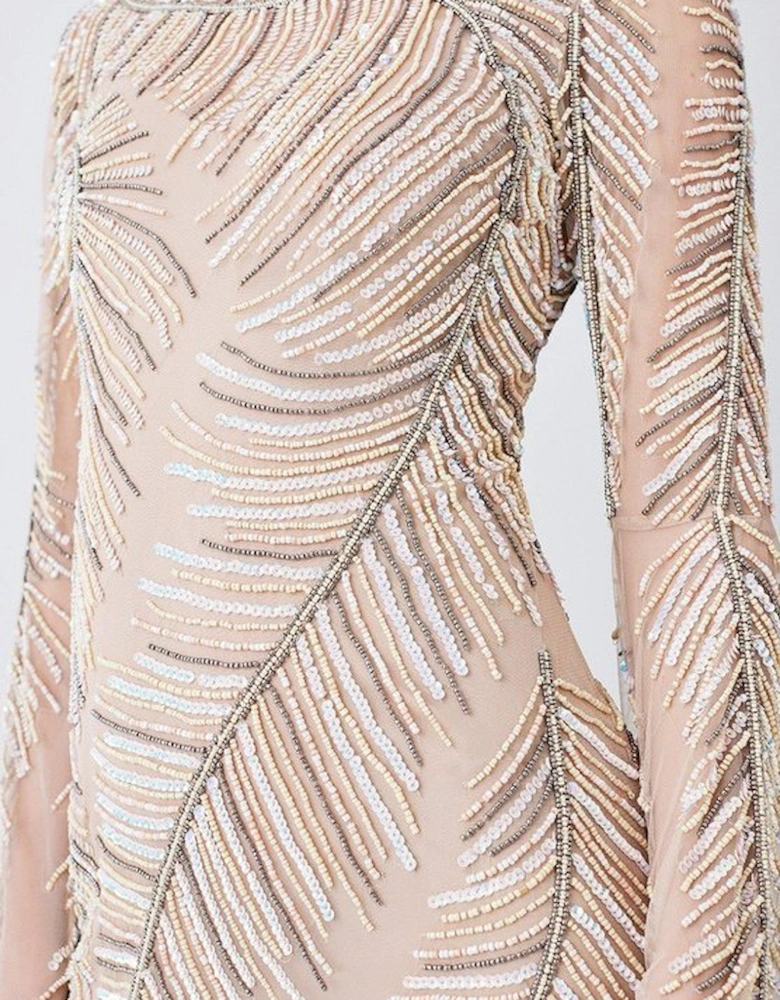 Petite Feather Crystal Embellished Maxi Dress