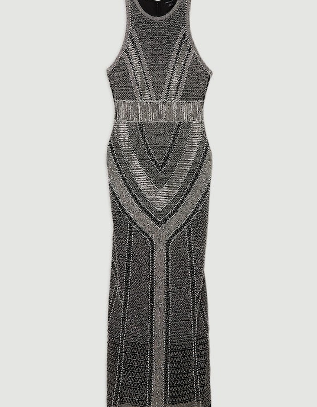 Premium Beading And Embellished Woven Halter Neck Maxi Dress