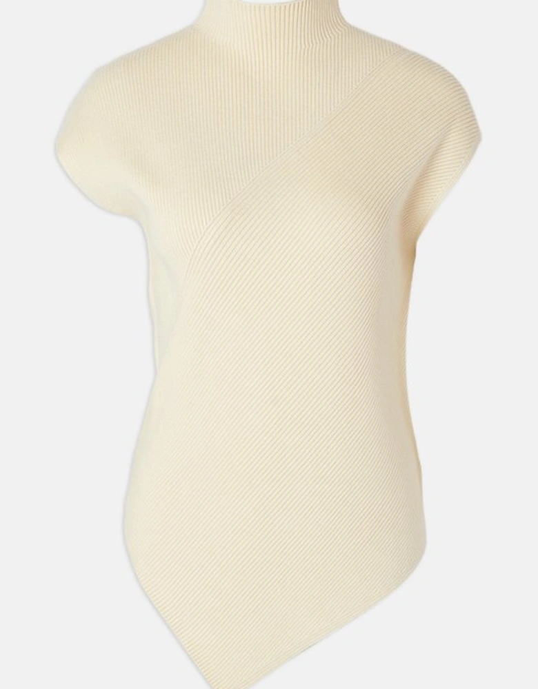 Soft Ribbed Asymmetric Hem Knitted Top