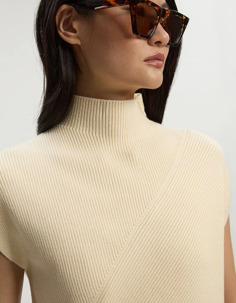 Soft Ribbed Asymmetric Hem Knitted Top