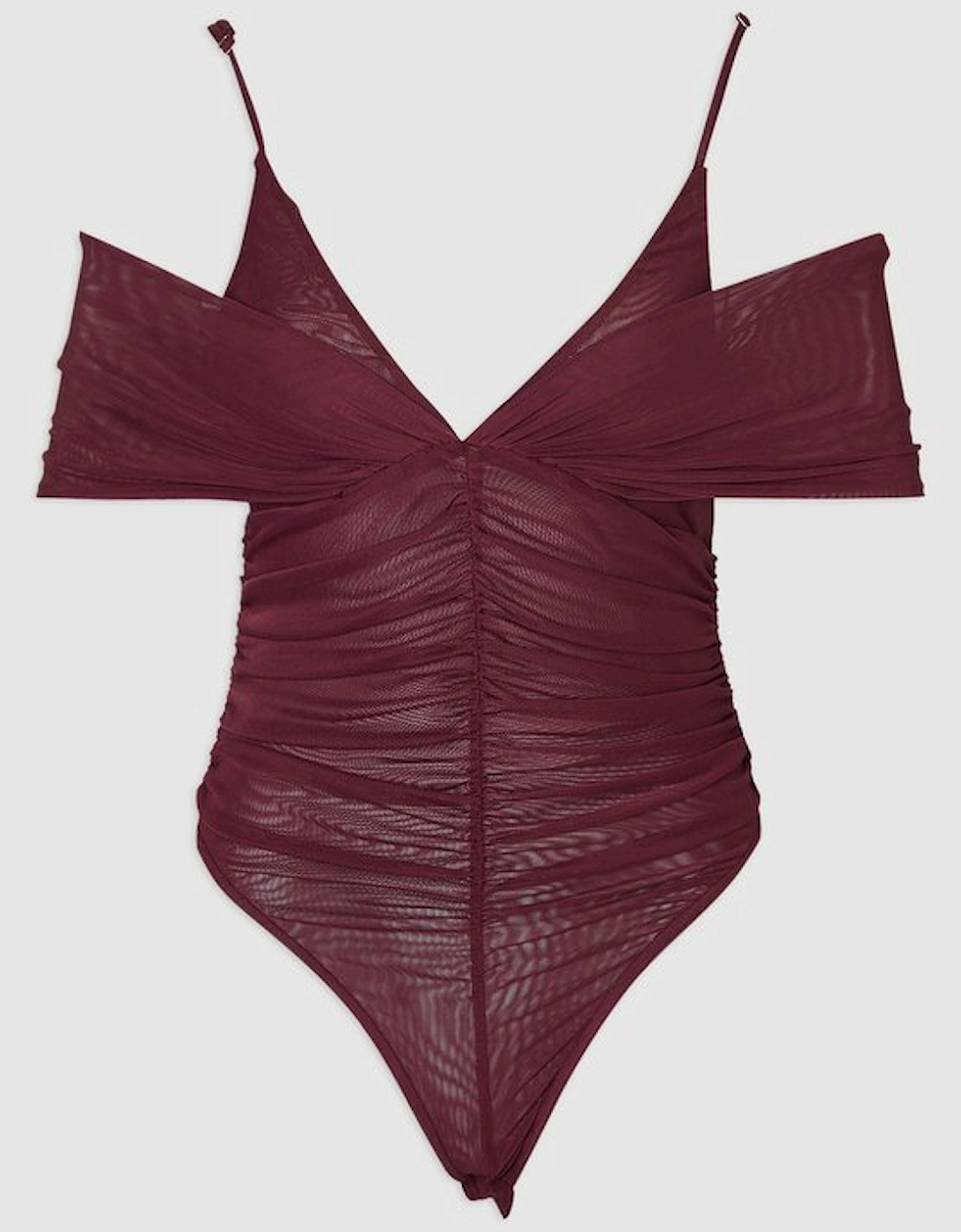 Mesh Plunge Strappy Detail Bodysuit