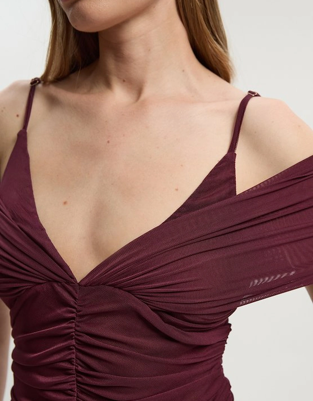 Mesh Plunge Strappy Detail Bodysuit