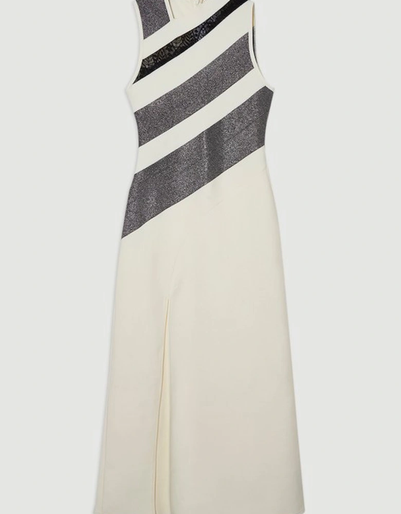 Figure Form Bandage Lace Detail Sleeveless Knit Maxi Dress