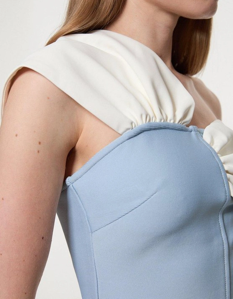 Figure Form Bandage Knit Asymmetric Strap Top