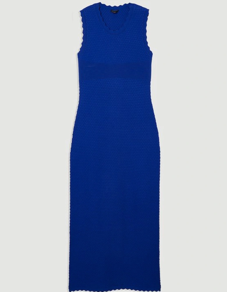Textured Stitch Wrap Back Knitted Maxi Dress